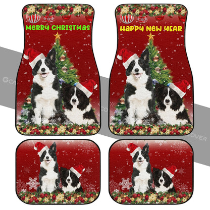 Merry Christmas Border Collies Car Floor Mats Custom Animal Car Accessories For Dog Lovers