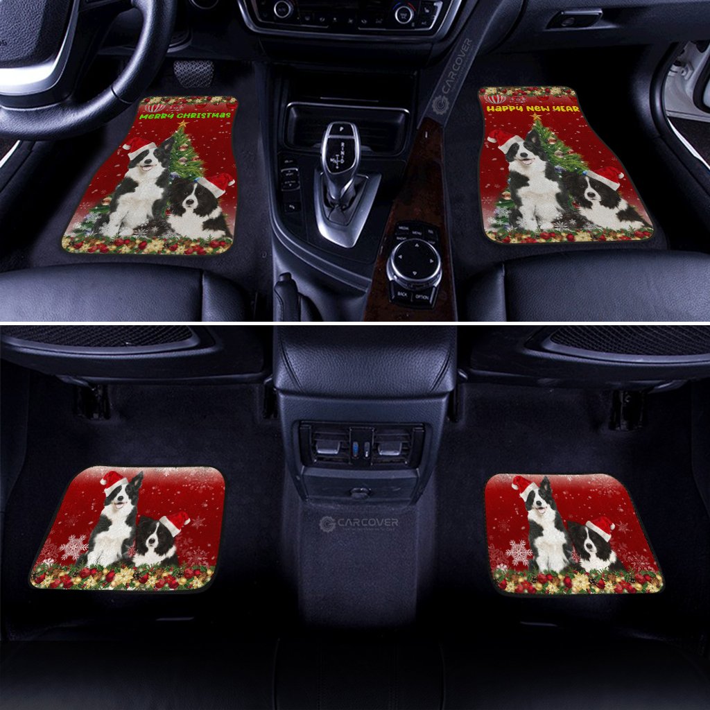 Merry Christmas Border Collies Car Floor Mats Custom Animal Car Accessories For Dog Lovers