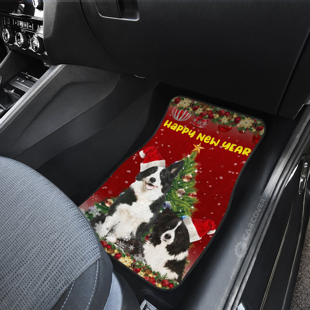 Merry Christmas Border Collies Car Floor Mats Custom Animal Car Accessories For Dog Lovers
