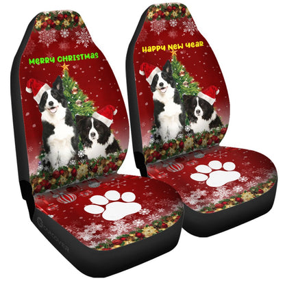 Merry Christmas Border Collies Car Seat Covers Custom Animal Car Accessories For Dog Lovers