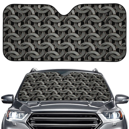 Metal Chainmail Pattern Print Car Windshield Sun Shade