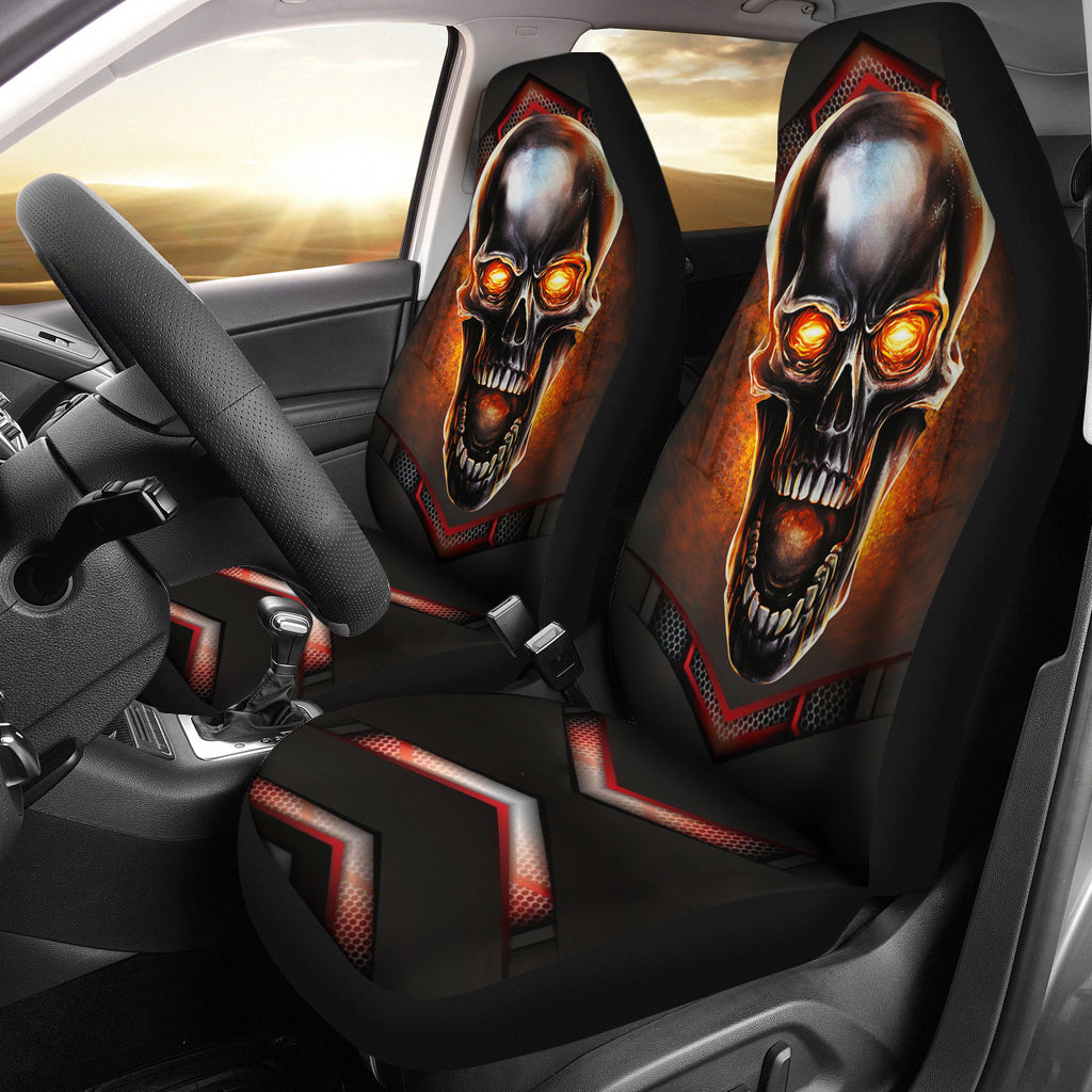 Metal Skull Fire Jeep Premium Car Seat Cover