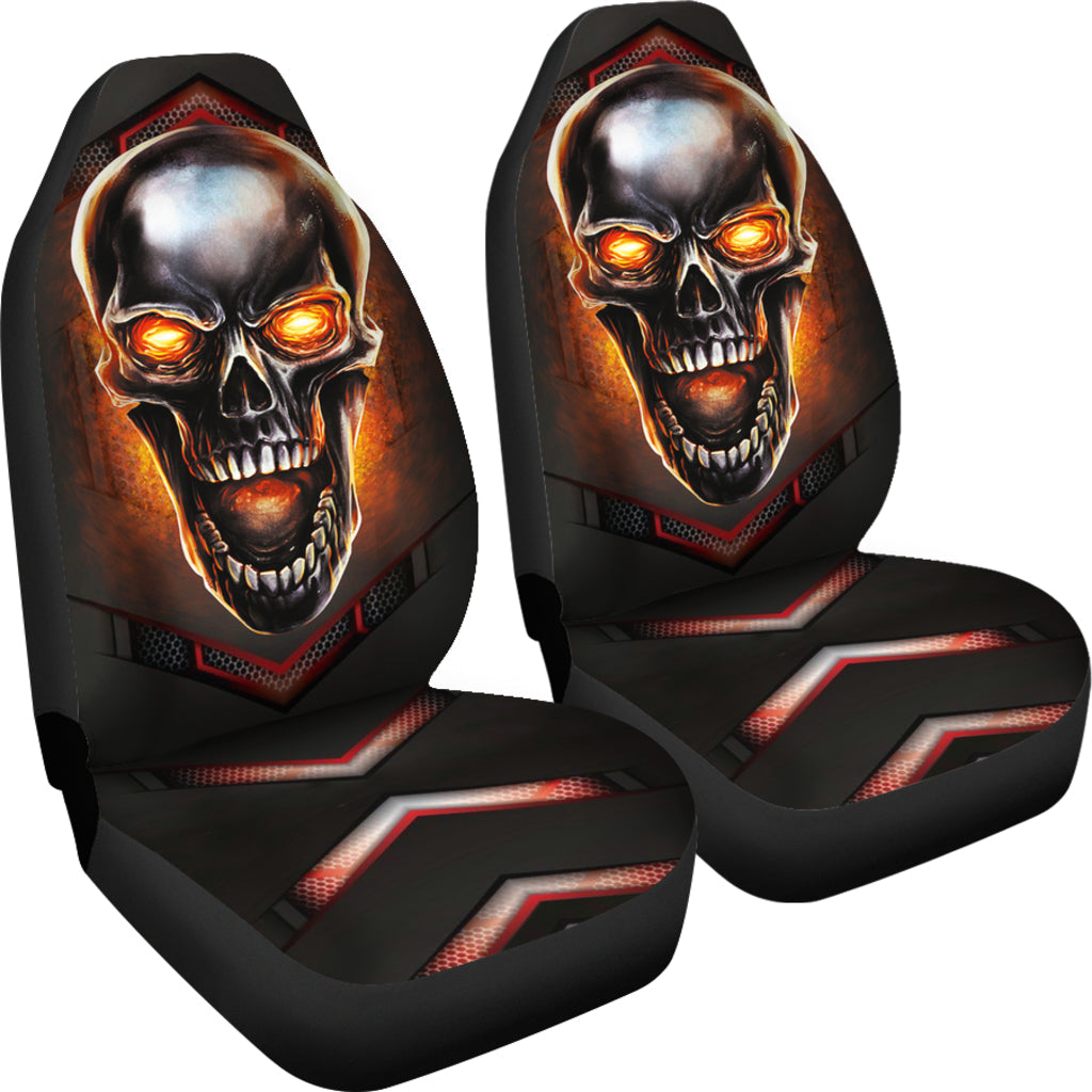 Metal Skull Fire Jeep Premium Car Seat Cover