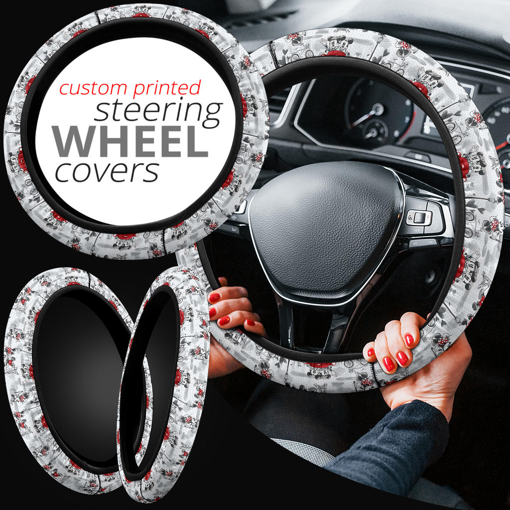 Mice Love Paris Romantic Premium Car Steering Wheel Cover