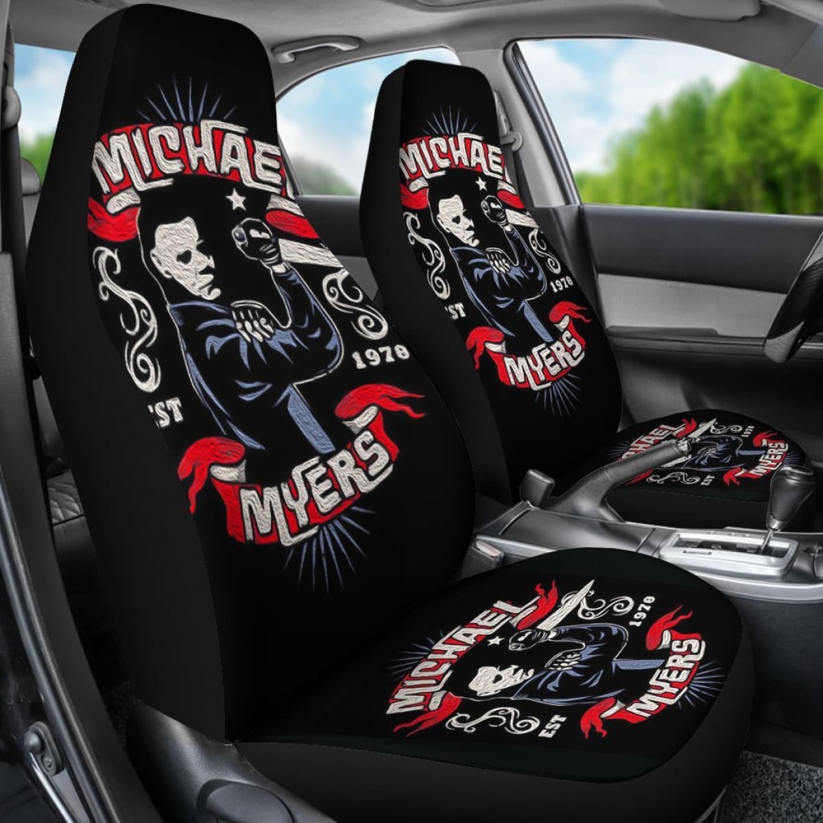 Michael Myers Art Halloween Car Seat Covers Movie Fan Gift Universal Fit 103530