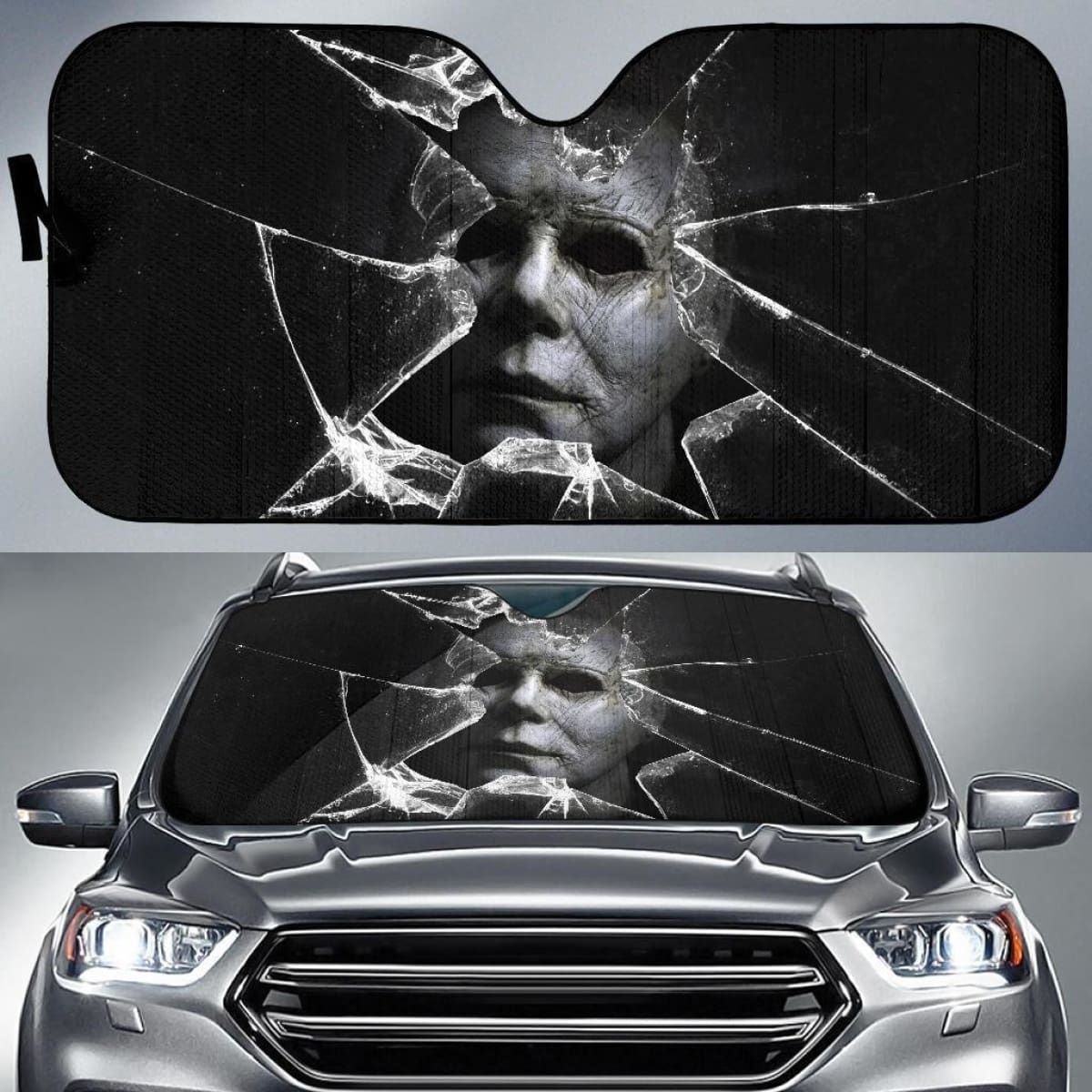 Michael Myers Car Auto Sun Shade Horror Windshield Broken Universal Fit 174503
