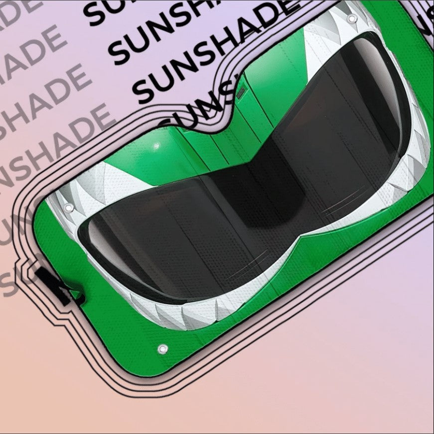 Mighty Morphin Green Power Ranger Helmet Custom Car Auto Sunshade Windshield Accessories Decor Gift