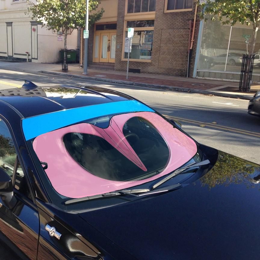 Mighty Morphin Pink Power Ranger Helmet Custom Car Auto Sunshade Windshield Accessories Decor Gift