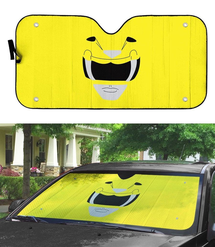 Mighty Morphin Power Rangers Yellow Ranger Custom Car Auto Sunshade Windshield Accessories Decor Gift