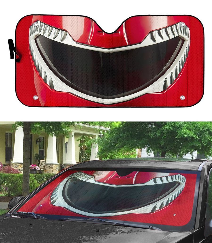 Mighty Morphin Red Power Ranger Helmet Custom Car Auto Sunshade Windshield Accessories Decor Gift