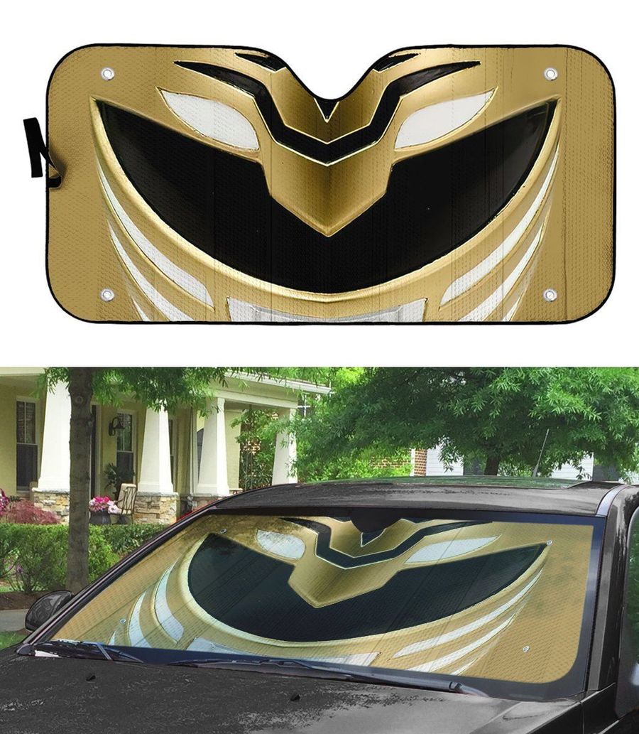Mighty Morphin White Power Ranger Helmet Custom Car Auto Sunshade Windshield Accessories Decor Gift