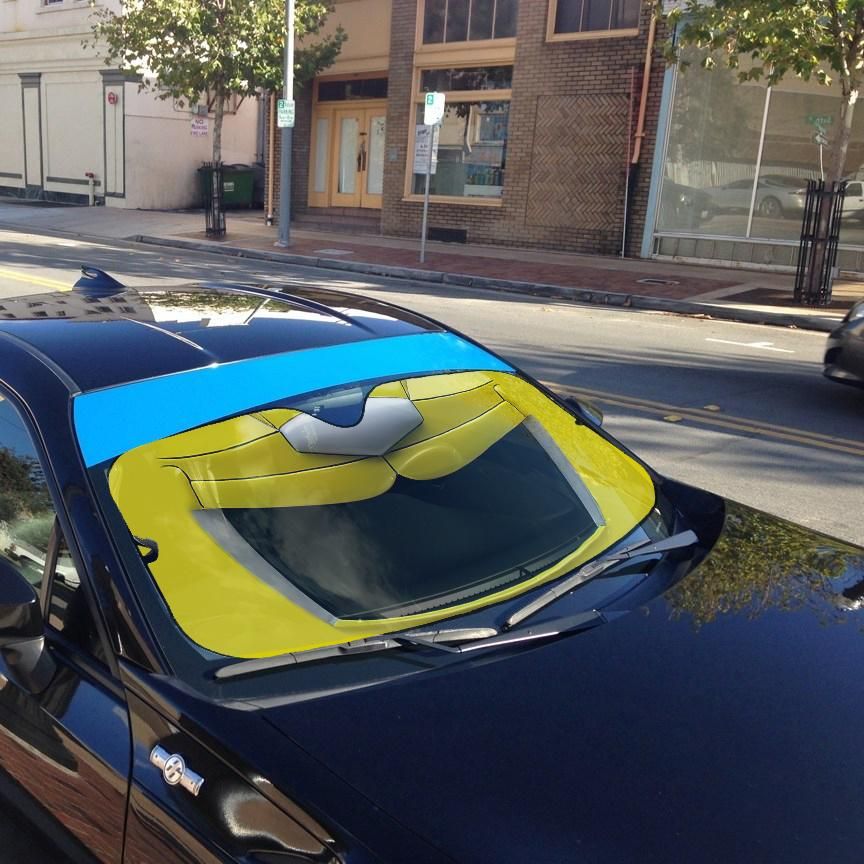 Mighty Morphin Yellow Power Ranger Helmet Custom Car Auto Sunshade Windshield Accessories Decor Gift