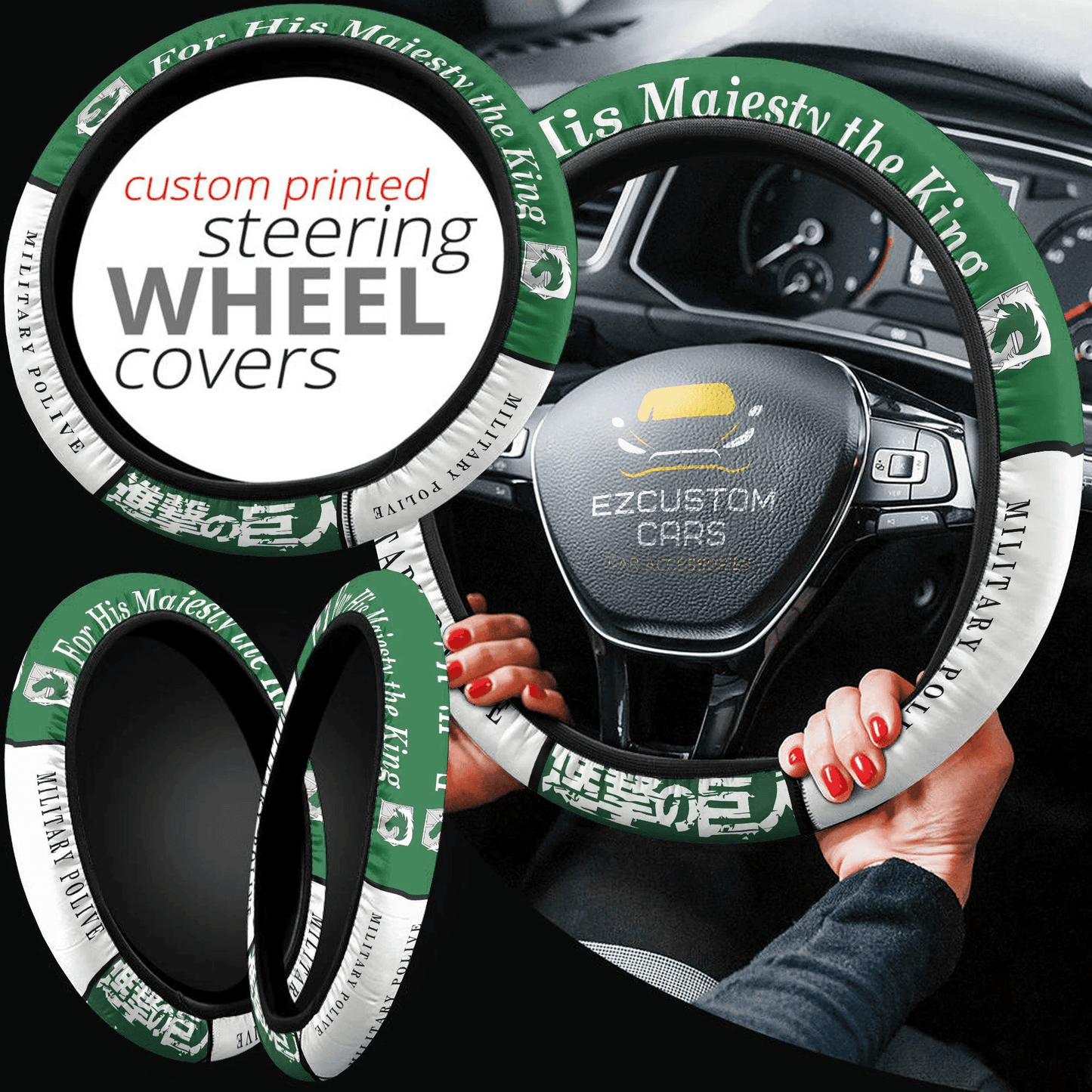 Military Police Brigade Symbols Anime Steering Wheel Cover Custom Anime Attack On Titan Car Accessories