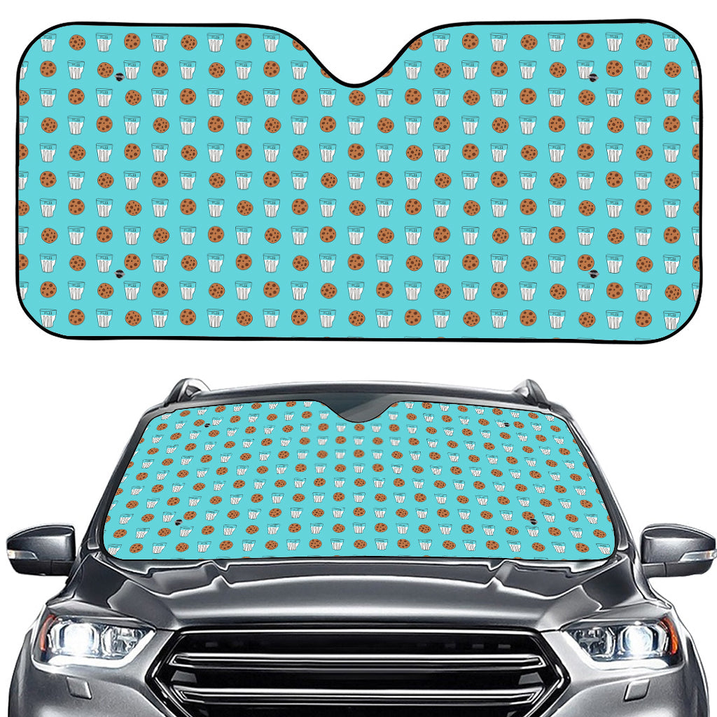 Milk And Cookies Pattern Print Car Windshield Sun Shade