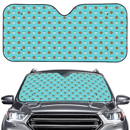 Milk And Cookies Pattern Print Car Windshield Sun Shade
