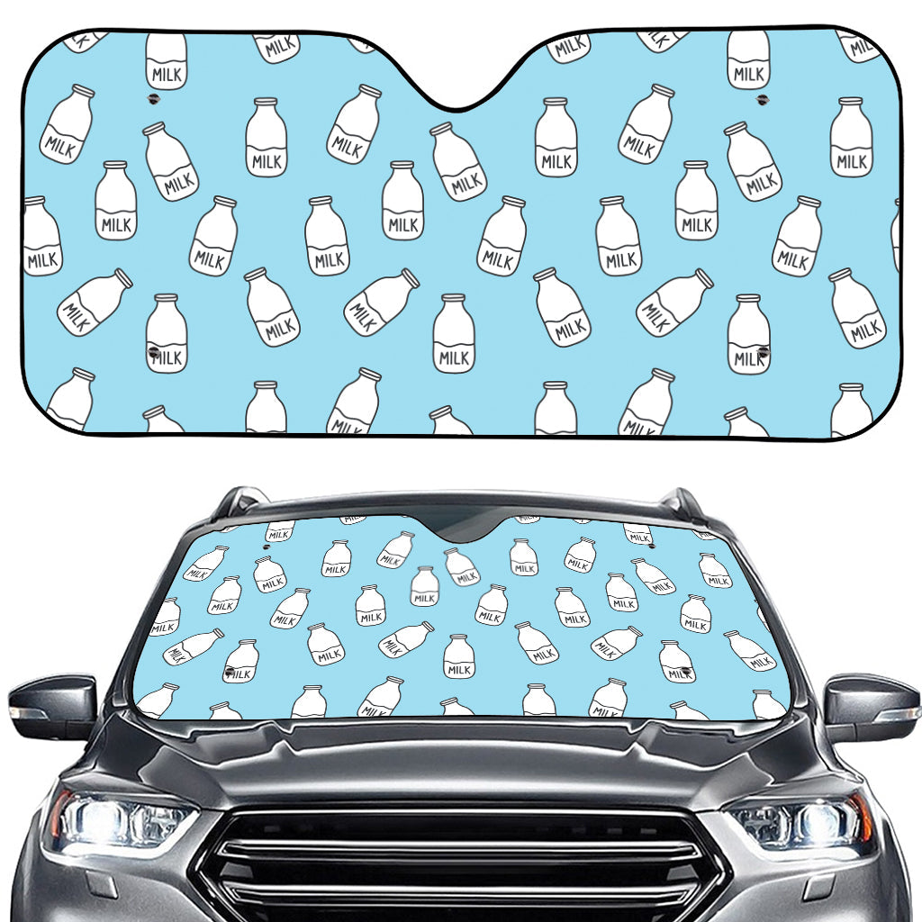 Milk Bottle Cartoon Pattern Print Car Windshield Sun Shade