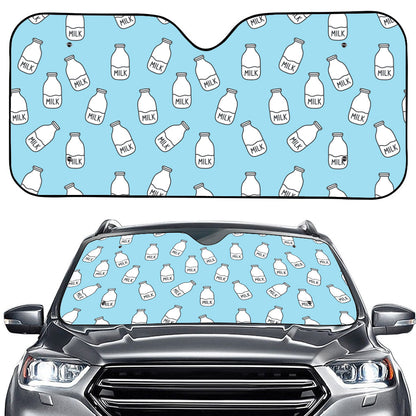 Milk Bottle Cartoon Pattern Print Car Windshield Sun Shade
