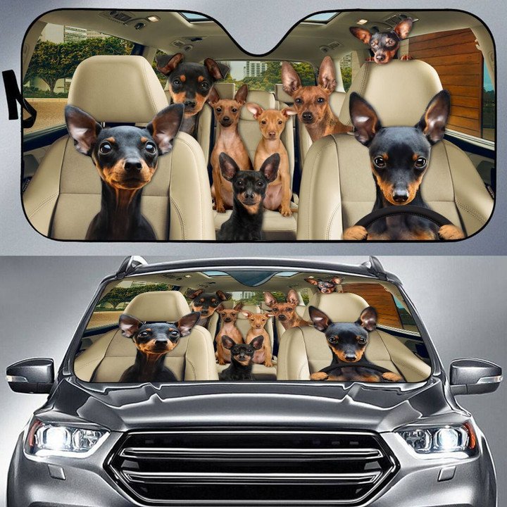 Miniature Pinscher Car All Over Printed 3D Sun Shade
