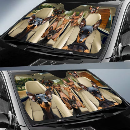 Miniature Pinscher Car All Over Printed 3D Sun Shade