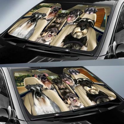 Miniature Schnauzer Car All Over Printed 3D Sun Shade
