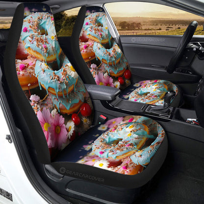 Mint Donuts Mix Flowers Car Seat Covers Custom Girly Pattern Car Accessories