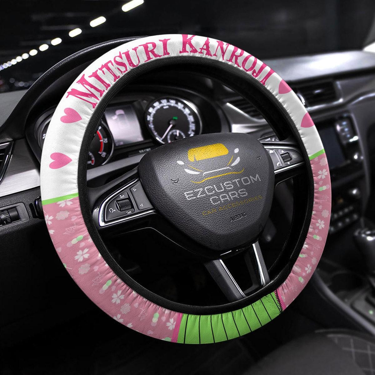 Mitsuri Kanroji Anime Steering Wheel Cover Custom Anime Demon Slayer Car Accessories