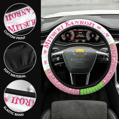 Mitsuri Kanroji Anime Steering Wheel Cover Custom Anime Demon Slayer Car Accessories