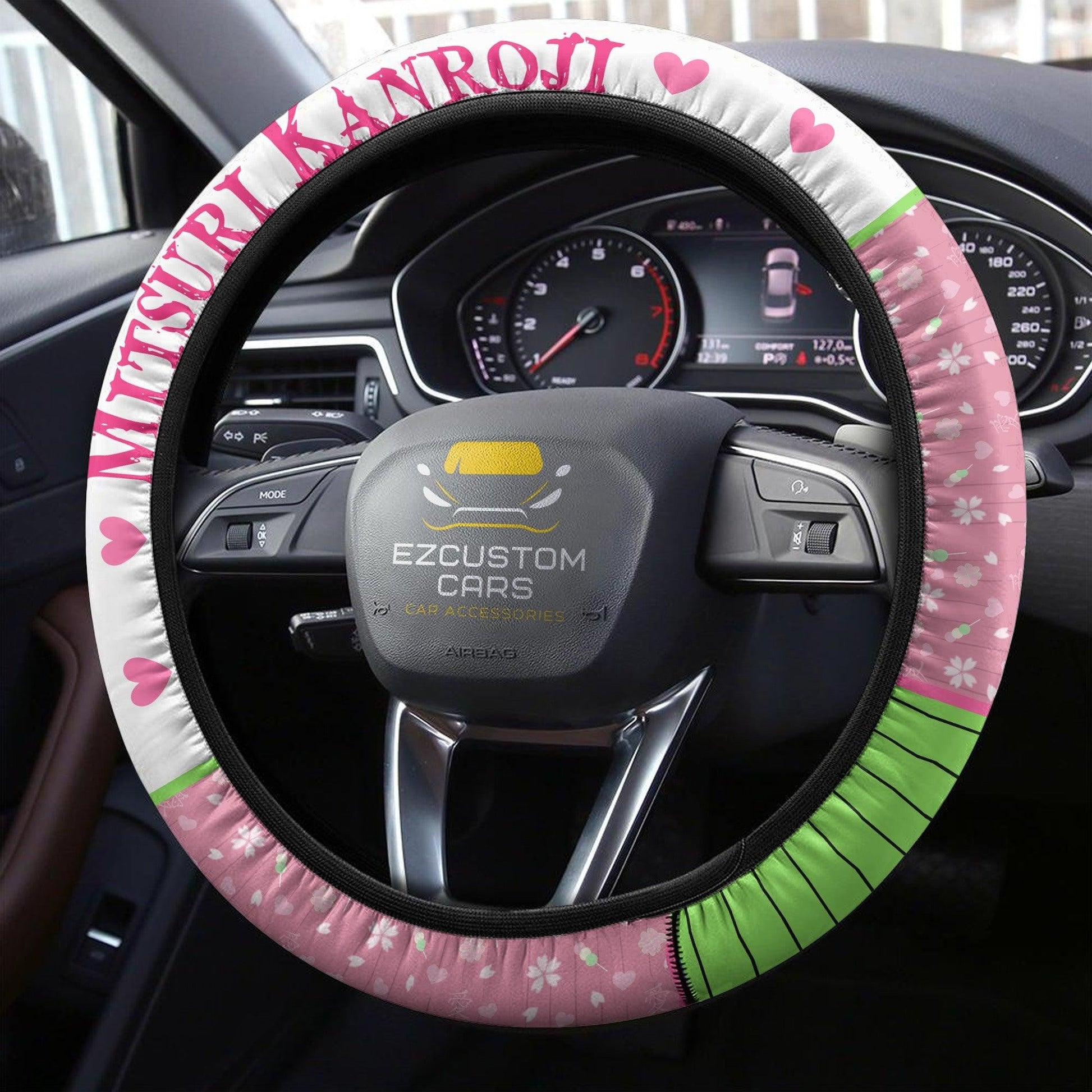 Mitsuri Kanroji Anime Steering Wheel Cover Custom Anime Demon Slayer Car Accessories