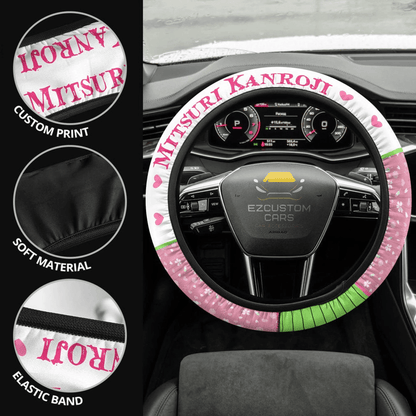 Mitsuri Kanroji Anime Steering Wheel Cover Custom Anime Demon Slayer Car Accessories