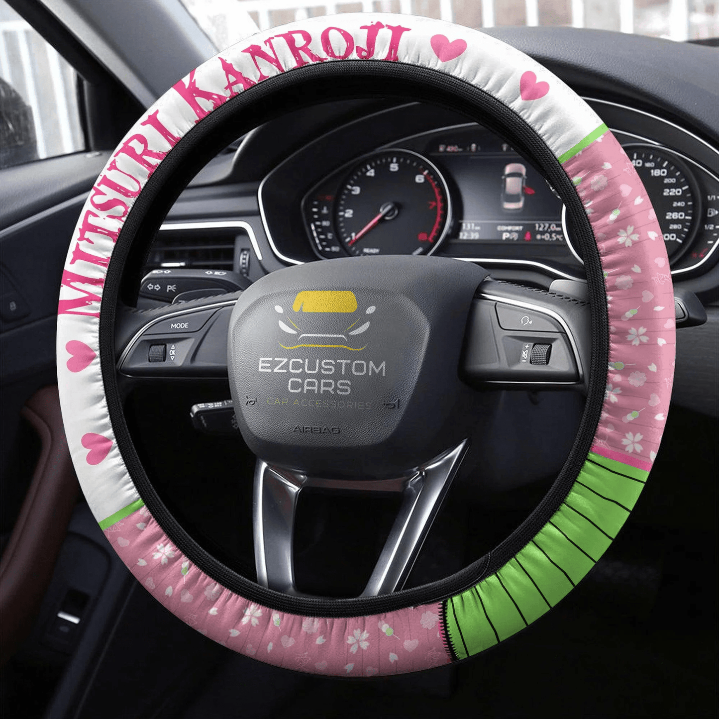 Mitsuri Kanroji Anime Steering Wheel Cover Custom Anime Demon Slayer Car Accessories