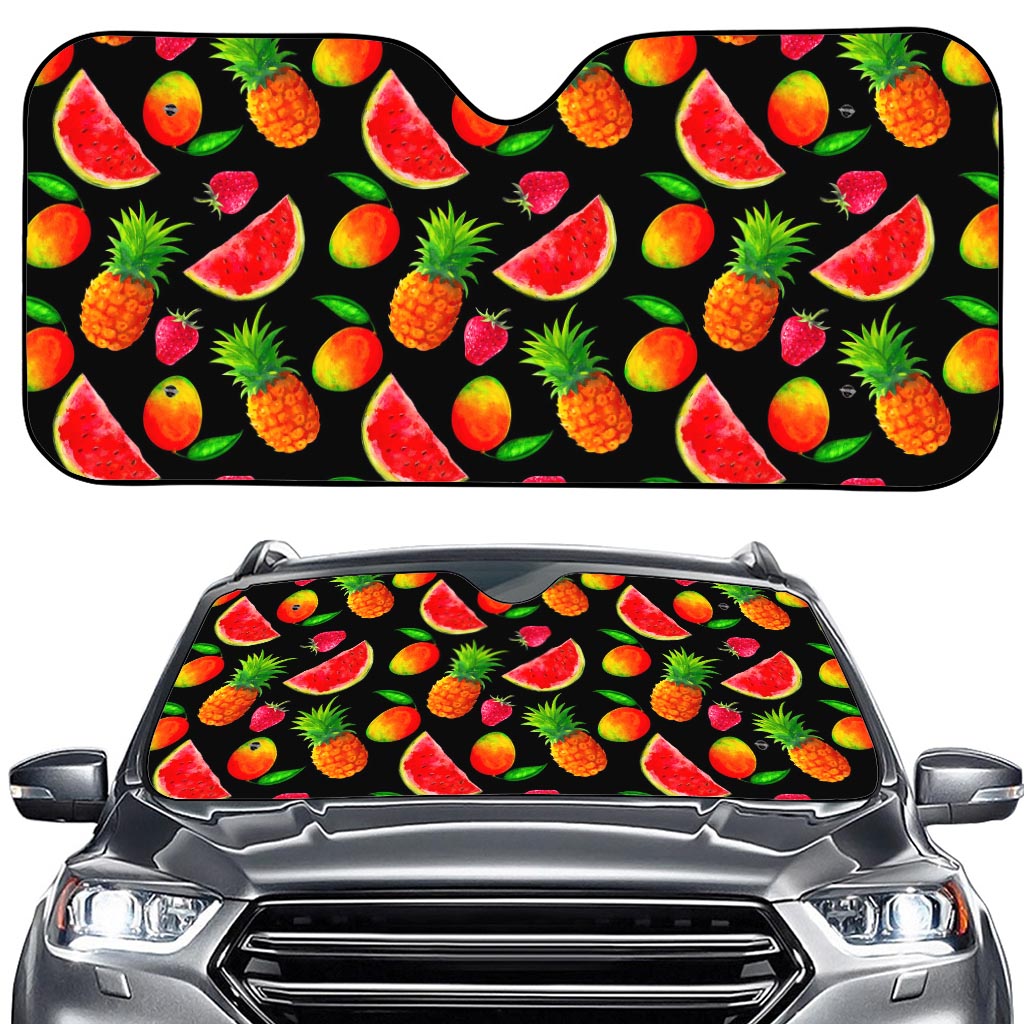 Mix Fruit Pineapple Pattern Print Car Windshield Sun Shade