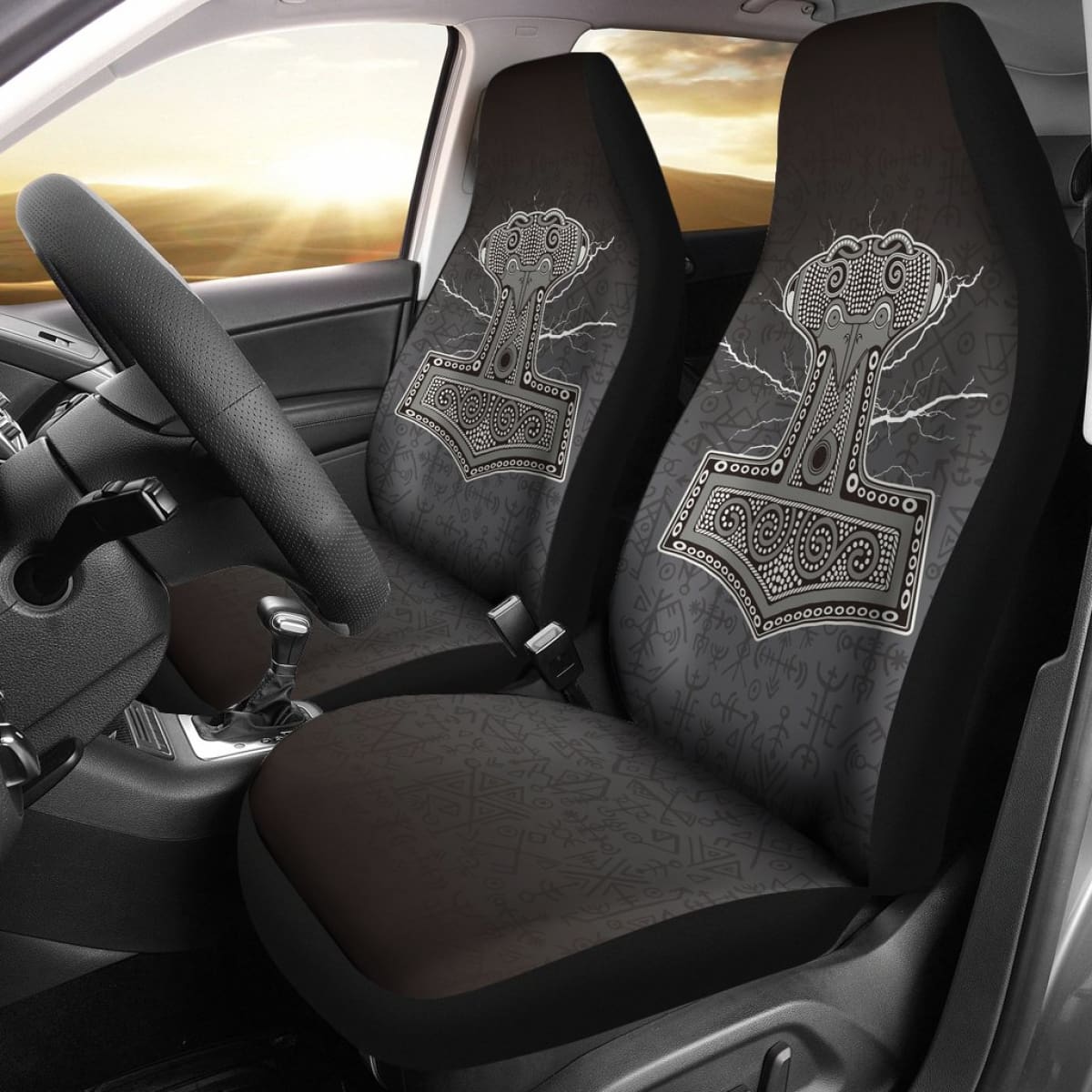 Mjollnir Of Odin In Viking Style Car Seat Covers Nn8 Universal Fit 215521