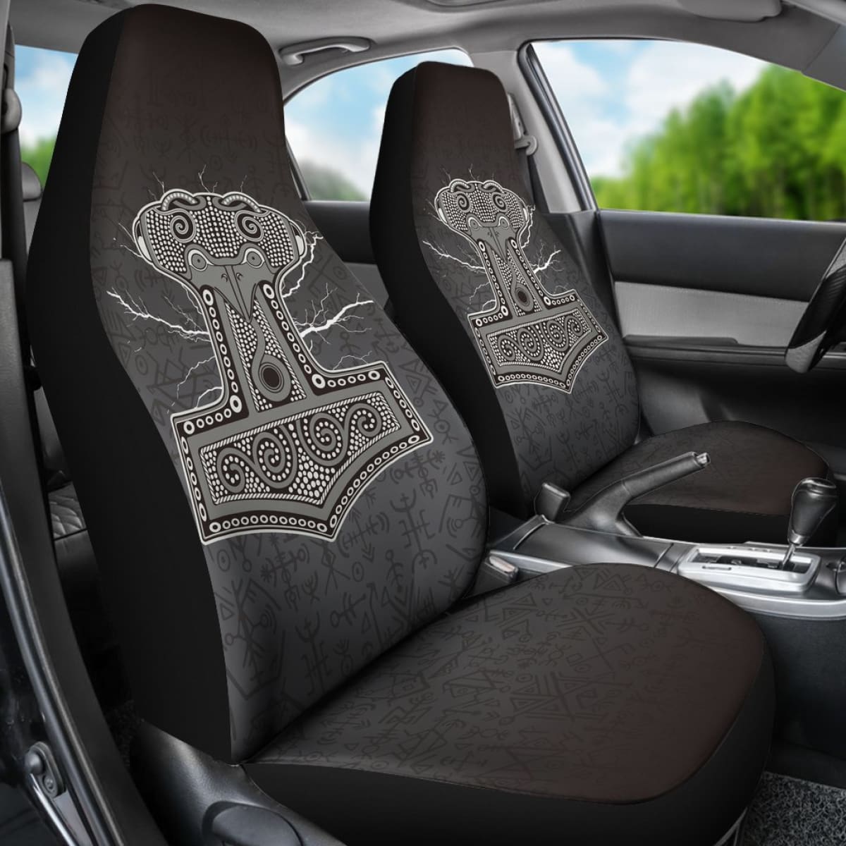 Mjollnir Of Odin In Viking Style Car Seat Covers Nn8 Universal Fit 215521