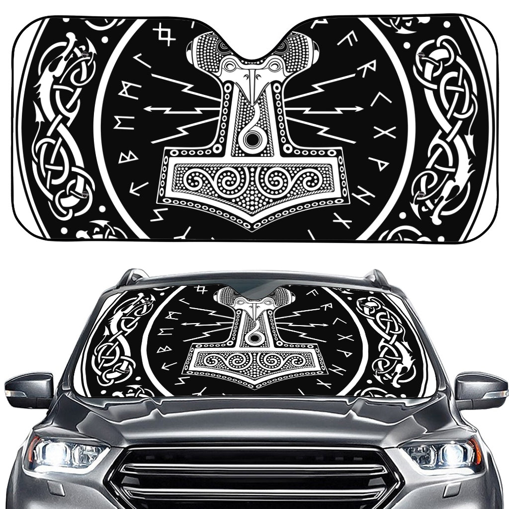 Mjolnir Norse Mythology Print Car Windshield Sun Shade