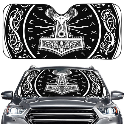Mjolnir Norse Mythology Print Car Windshield Sun Shade