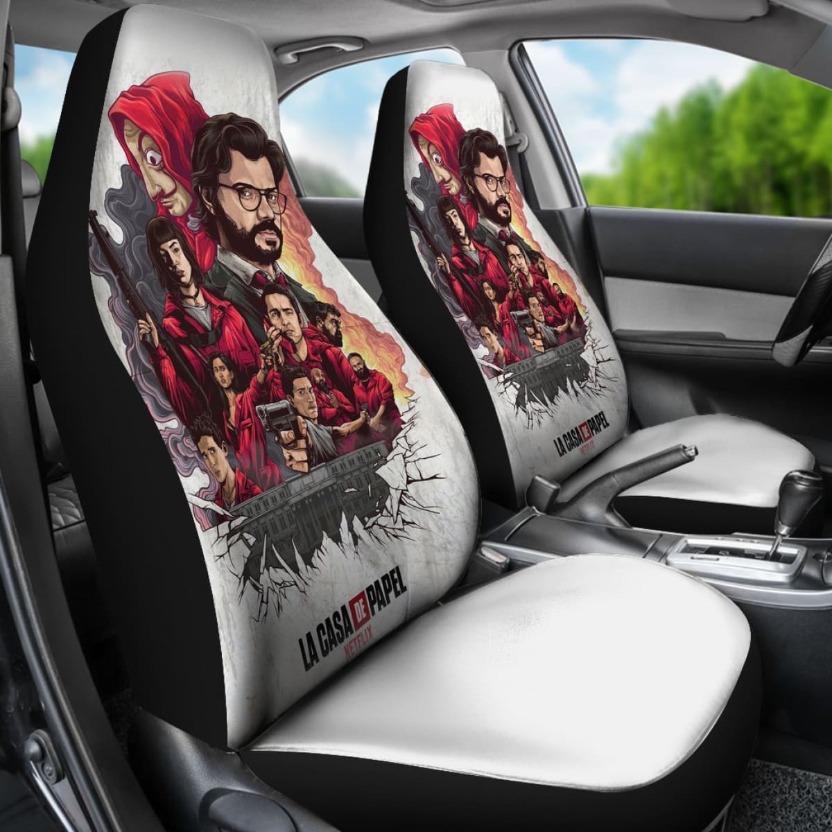 Money Heist Face Seat Covers 1 Amazing Best Gift Ideas 2020 Universal Fit 090505