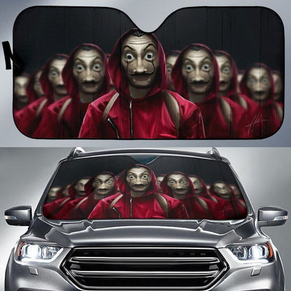Money Heist Team Mask Art HD Sun Shade amazing best gift ideas 2020 Universal Fit 174503