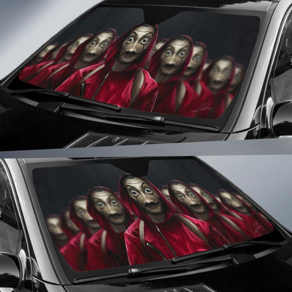 Money Heist Team Mask Art HD Sun Shade amazing best gift ideas 2020 Universal Fit 174503