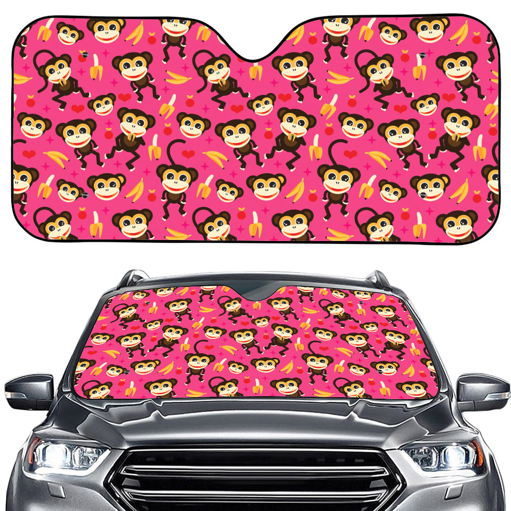 Monkey And Banana Pattern Print Car Windshield Sun Shade