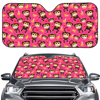 Monkey And Banana Pattern Print Car Windshield Sun Shade