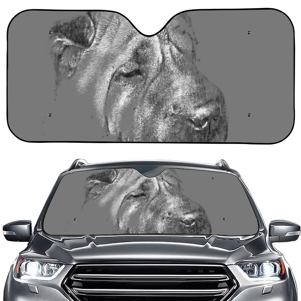 Monochrome Shar Pei Print Car Windshield Sun Shade