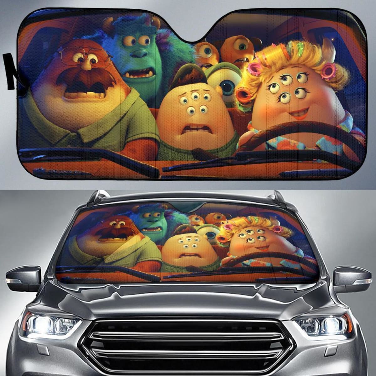 Monster Funny Cartoon Auto Sun Shade Fan Gift Universal Fit 174503