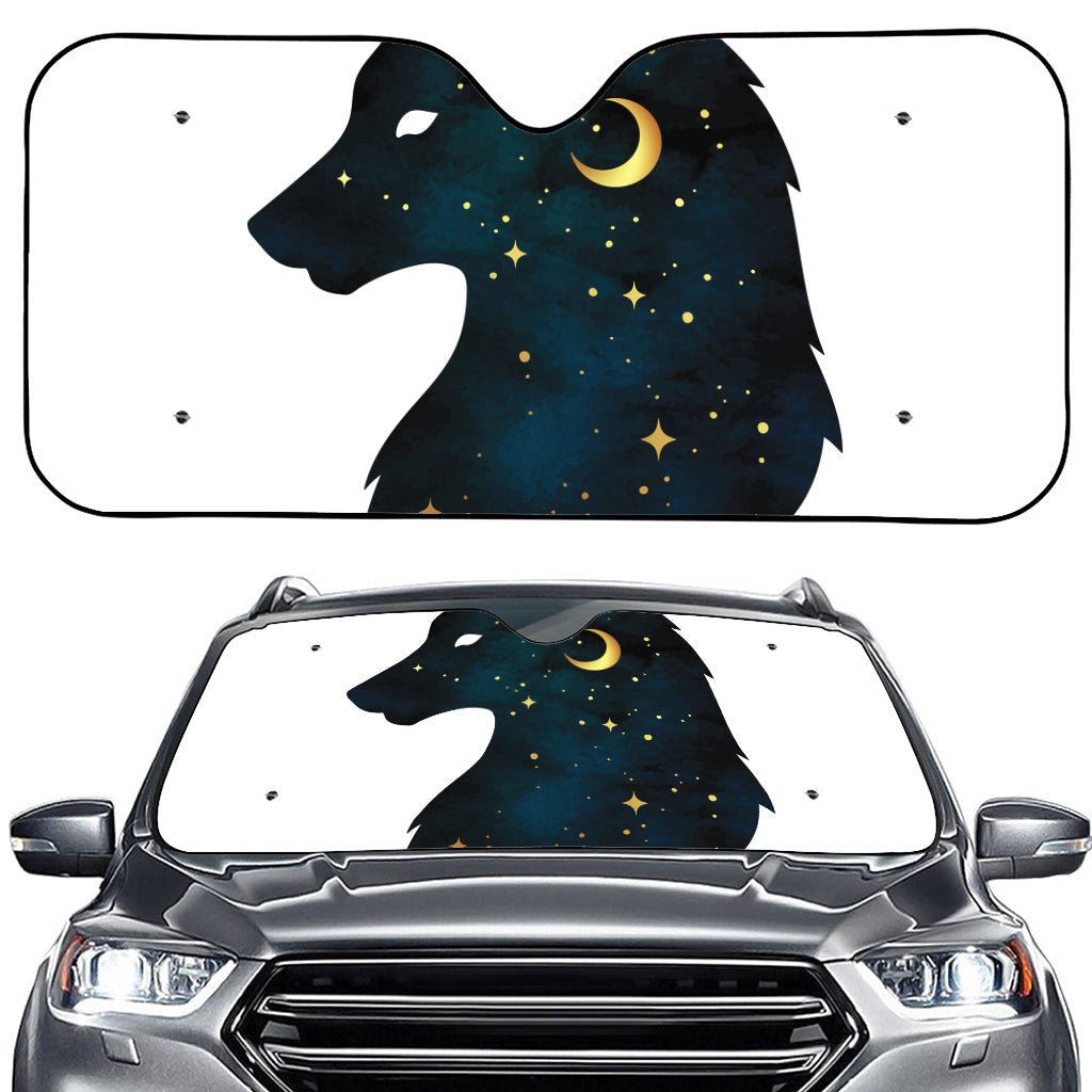 Moon And Stars Wolf Spirit Print Car Windshield Sun Shade