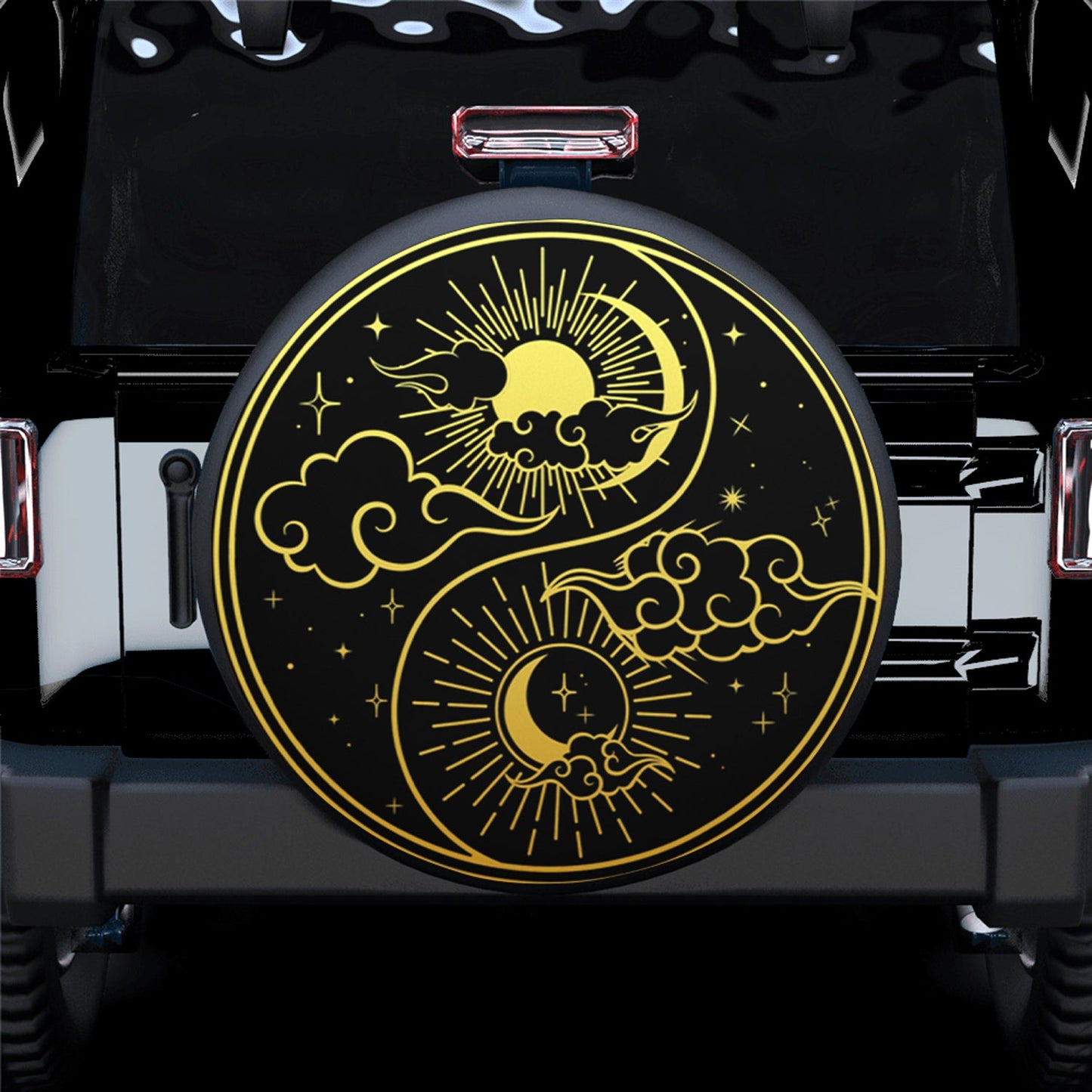 Moon And Sun Clouds Stars Spare Tire Cover