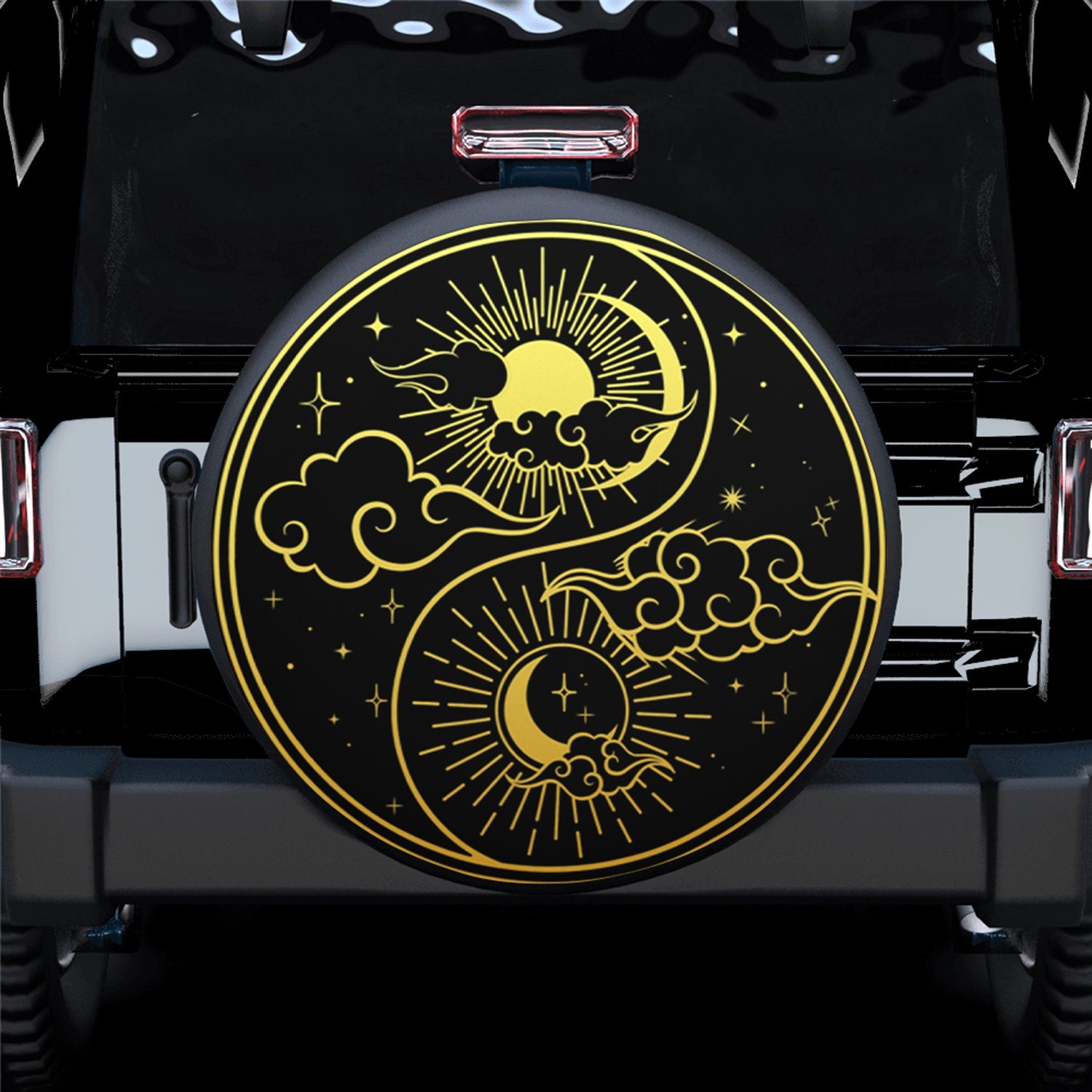 Moon And Sun Clouds Stars Spare Tire Cover