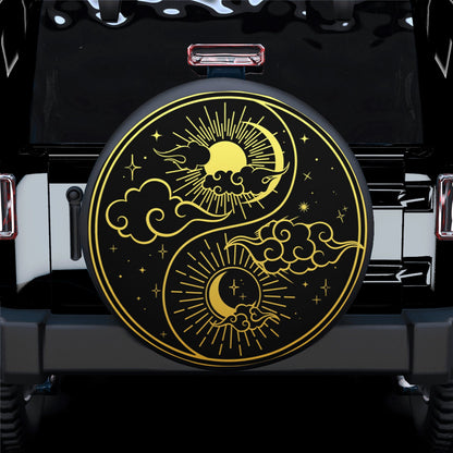 Moon And Sun Clouds Stars Spare Tire Cover