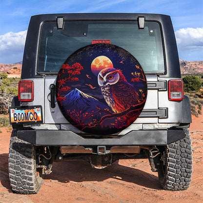 Moon Night Sky Full Of Star Owl Japanese Style Jeep Car Spare Tire Cover