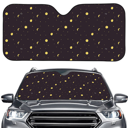 Moon Phase And Stars Pattern Print Car Windshield Sun Shade