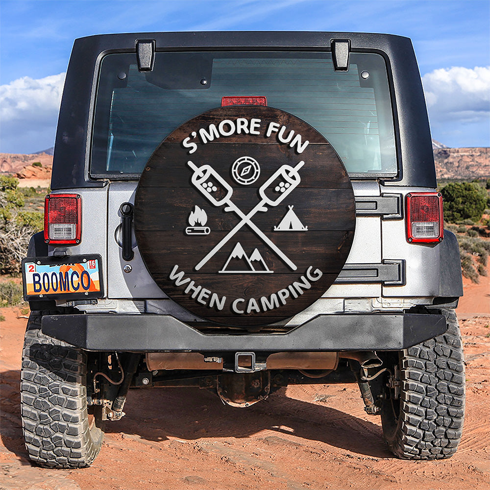 More Fun When Camping Wood Style Car Spare Tire Cover