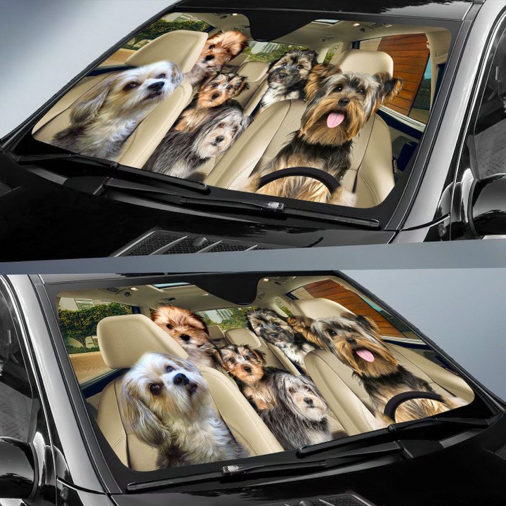 Morkie Car All Over Printed 3D Sun Shade
